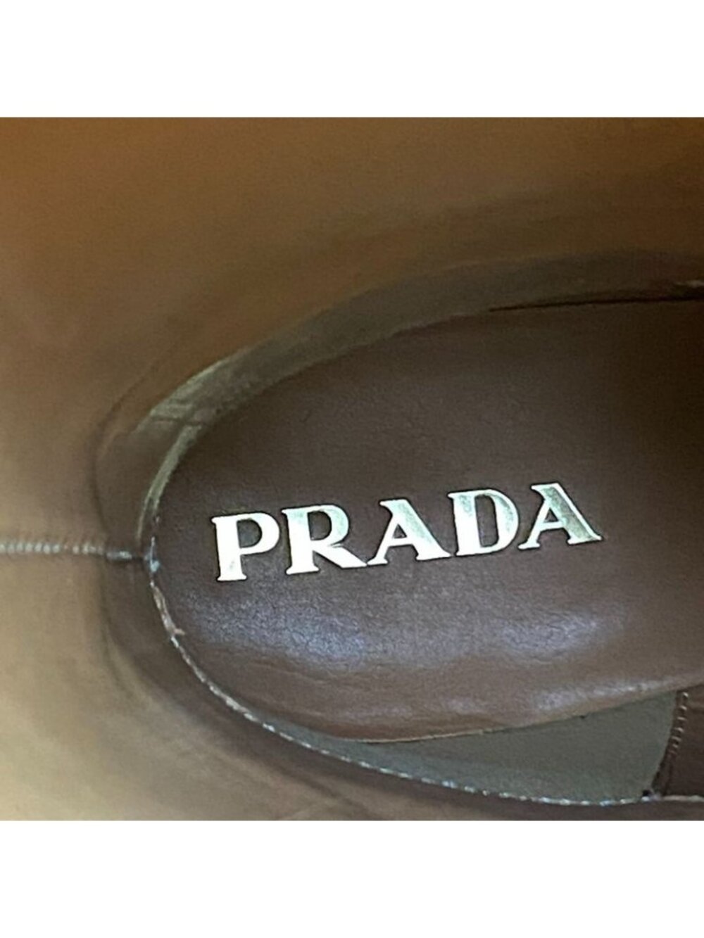 Prada Embossed Logo Long Boots with Buckle Strap 38 Black Leather Shoes Middle - Picture 9 of 11